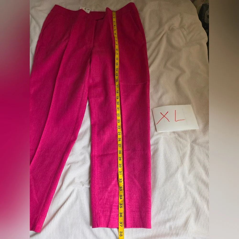 Zara High-waisted Slim Linen Pants Fuschia ZW COllection Bnwt